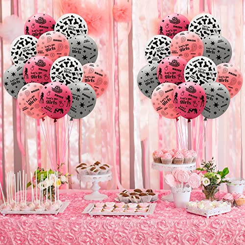 Xqumoi 36Pcs Bachelorette Party Balloons Cowgirl Themed Nashville Party Supplies Decorations For Bridal Shower 12Inch Let's Go Girls Disco Pink White Gray Latex Bride Balloons Bride To Be Decoration #TOP3