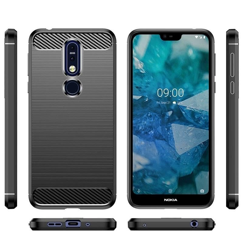 Image of Hybrid Carbon Fiber Back Case for Nokia 5.1 Plus / X5 (Black)