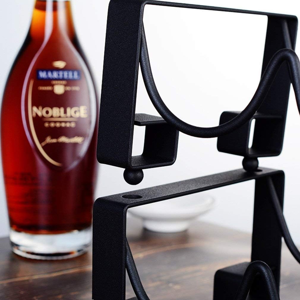 Free Standing Stackable Wine Rack 6/9 Bottle Iron Wine Bottle Holder Black (Size : 33.5 * 17.3 * 33cm)
