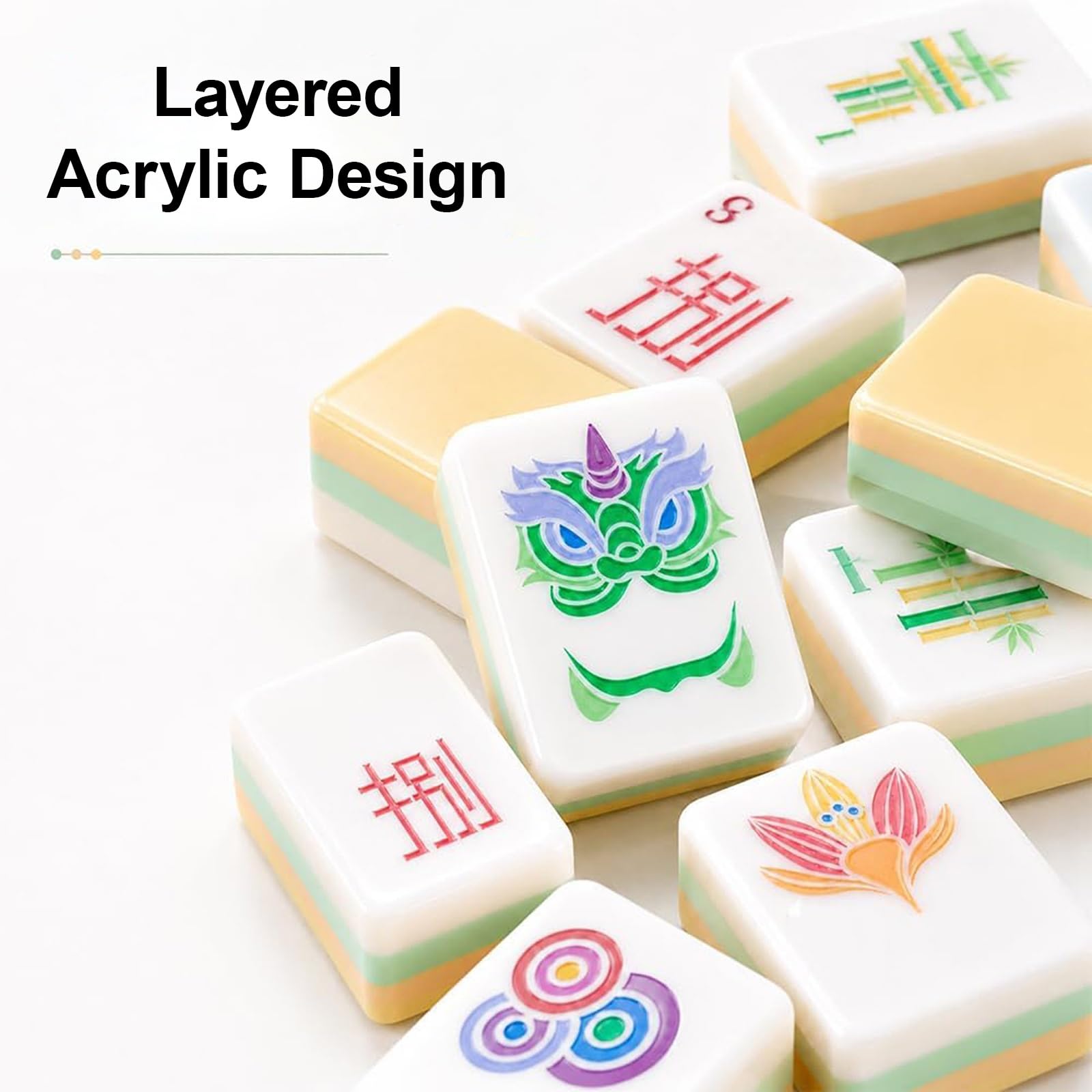 Set Mahjong Acrílico 4 Capas 160 Fichas con Dados