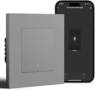 BSEED Smart Recessed Switch 1 Gang 1 Way Compatible with Alexa/Google Home, WiFi Wall Push Button PC Frame Works with APP …