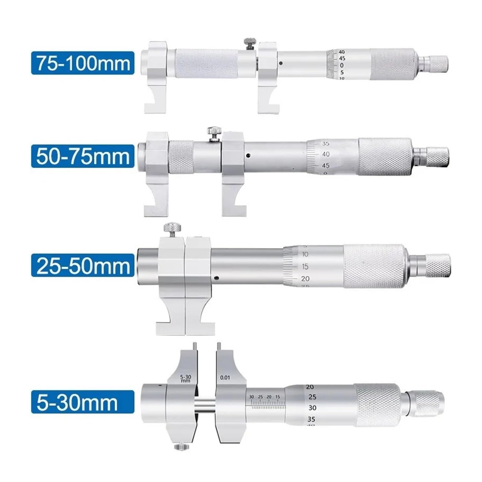 Medidor de medición micrométrico para medir diámetros interiores, calibrador digital interior, medición de profundidad, calibre de taladro, herramienta de medición de precisión (25-50 mm)