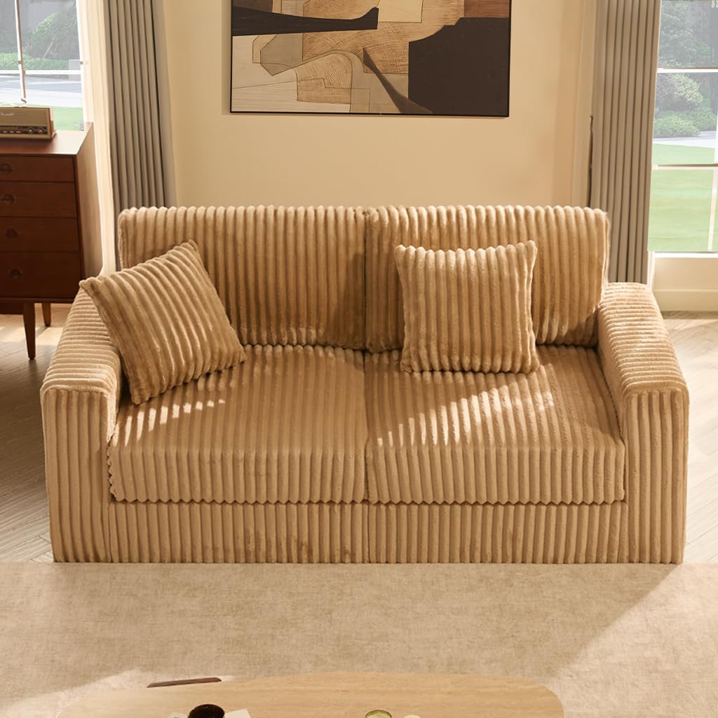 GOSUHI 80 inch Cloud Couch Loveseat in Camel