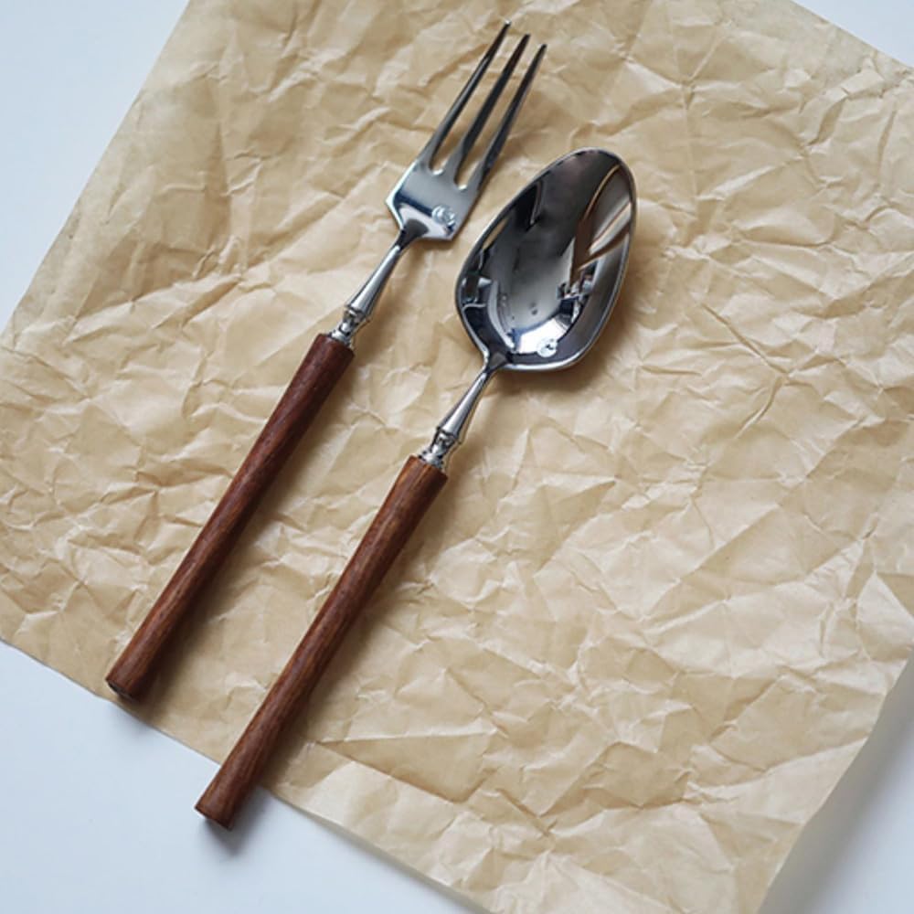 24 Piece Silverware Set Service for 4,Imitation Wooden Handle Steel Flatware Set Vintage Embossed Cutlery Utensil Set Home Kitchen Eating Tableware Set Include Fork Knife Spoon Set Dishwasher Safe