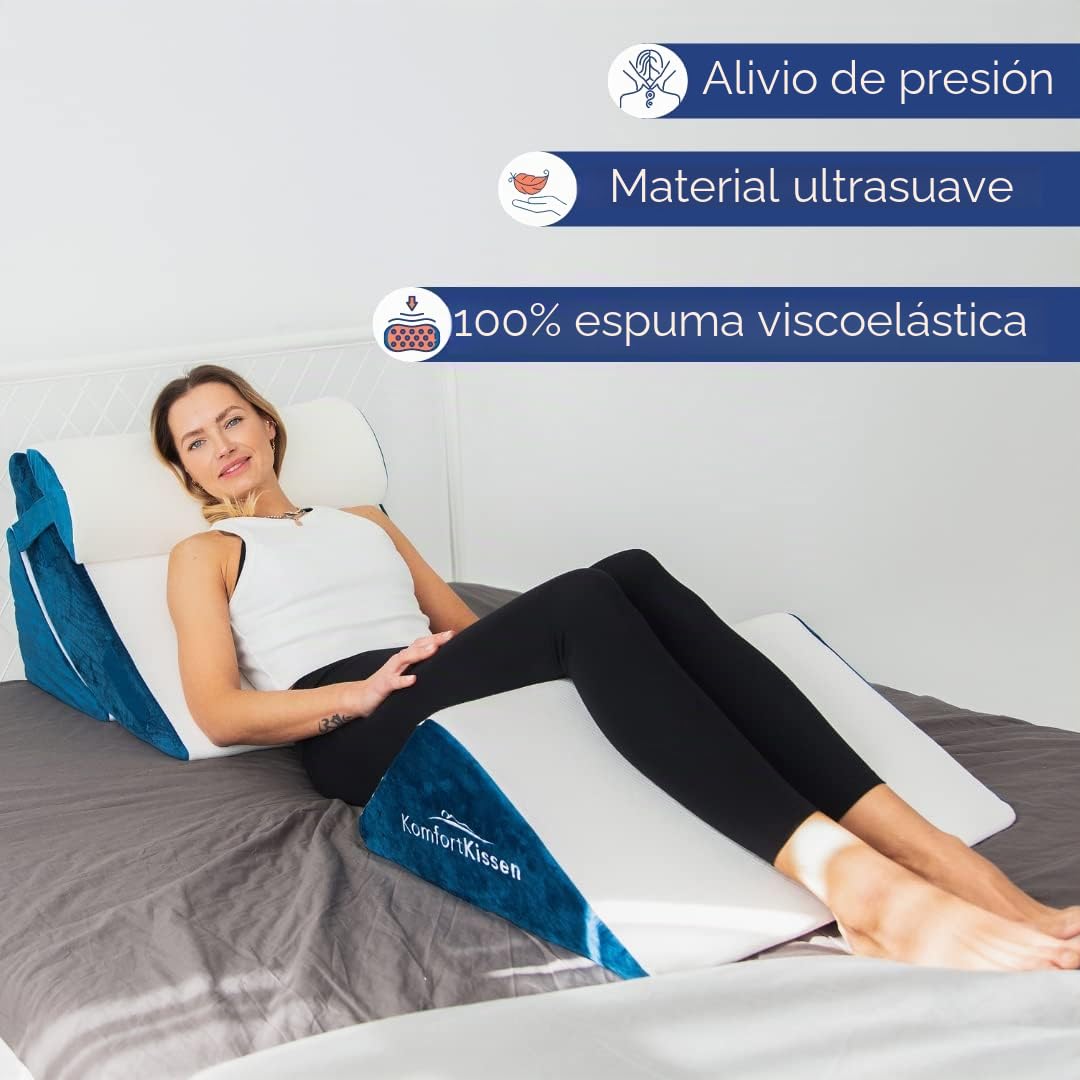 Juego de 4 cojines ergonómicos de cuña, diseño multifunción 12 en 1 con funda extraíble y lavable para dormir y leer