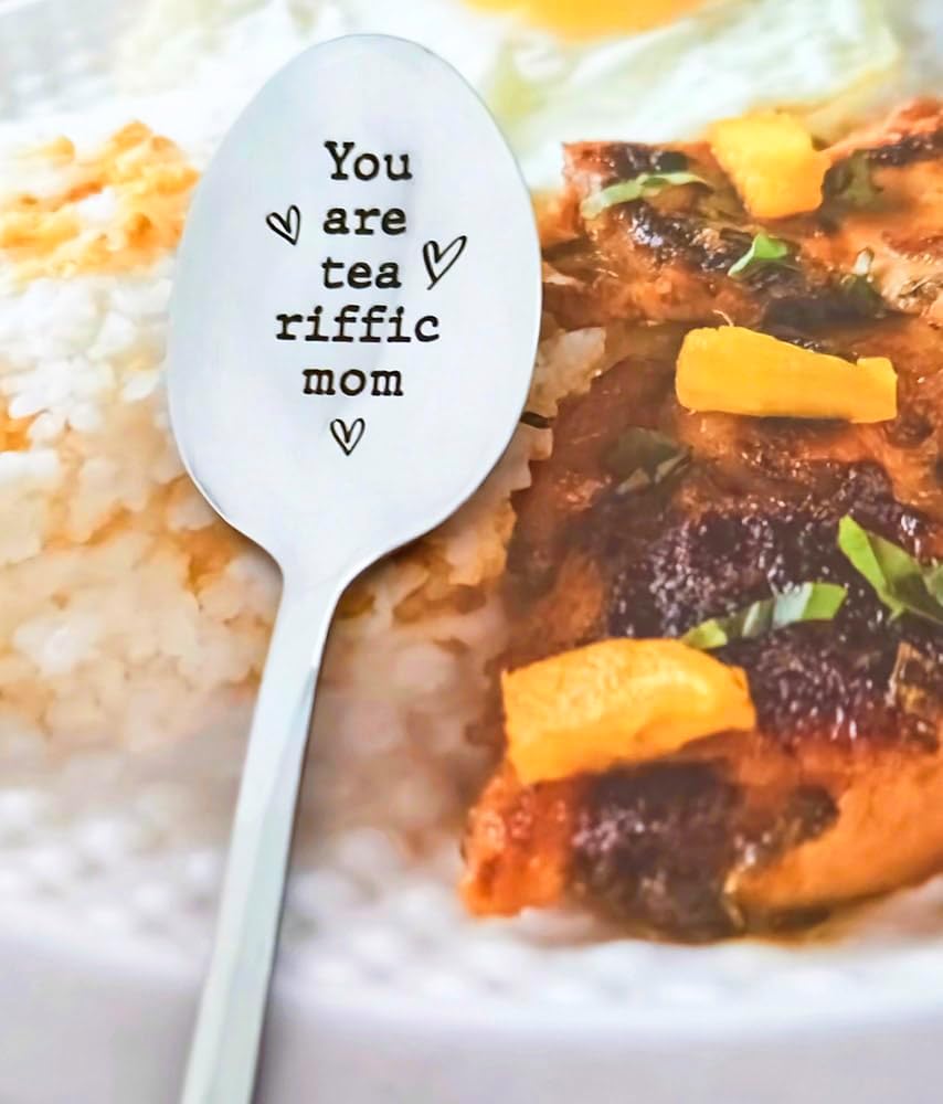 Mom Mother Christmas Birthday Gifts from Daughter Son Tea Spoon Gift for Mom Mother Tea Lovers Gifts for Mama Mommy You Are Tea Riffic Mom Spoon for Mom Mum Stainless Steel Tea Spoons