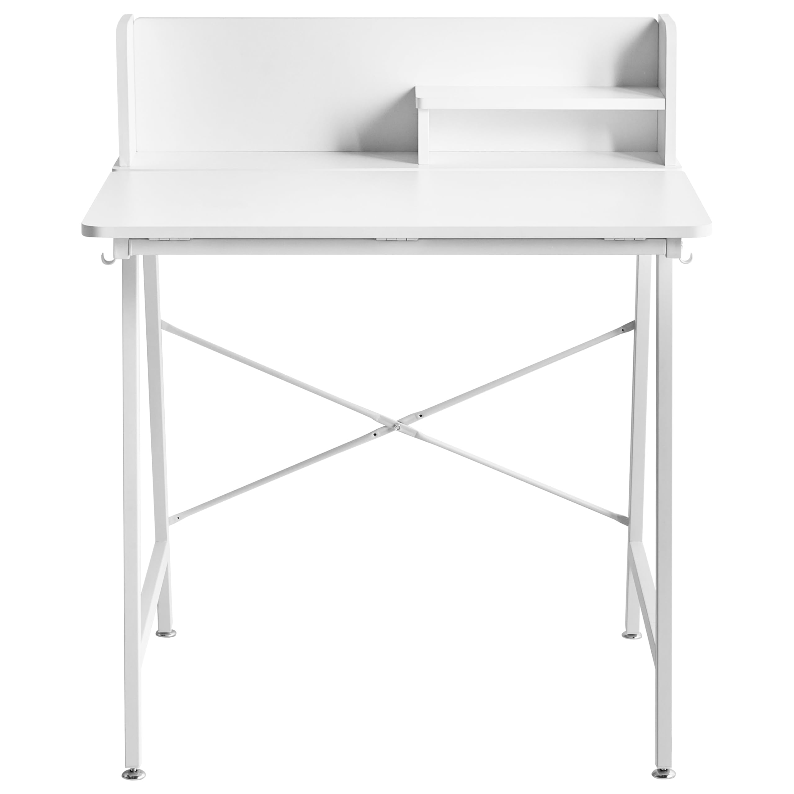 Beliani Bureau Moderne avec Plateau Inclinable Table à Dessin Pieds en Fer Crochets pour Câbles Blanc Aland