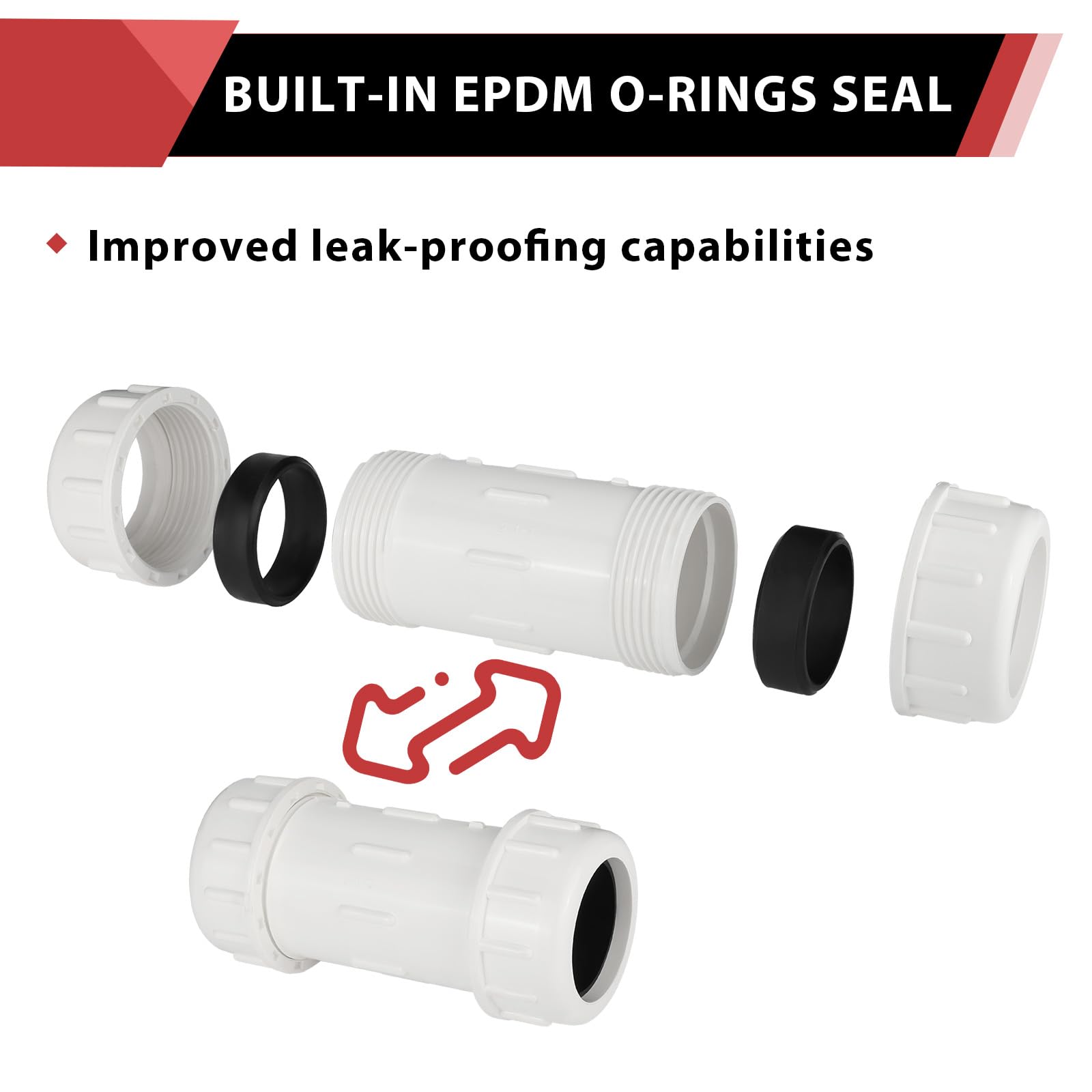 EFIELD - Acoplamiento de compresión de PVC de 1/2 pulgada (paquete de 30), horario 40, tubería de conexión rápida y reparación de tubos de PVC, (PVC037-5-30PCS)