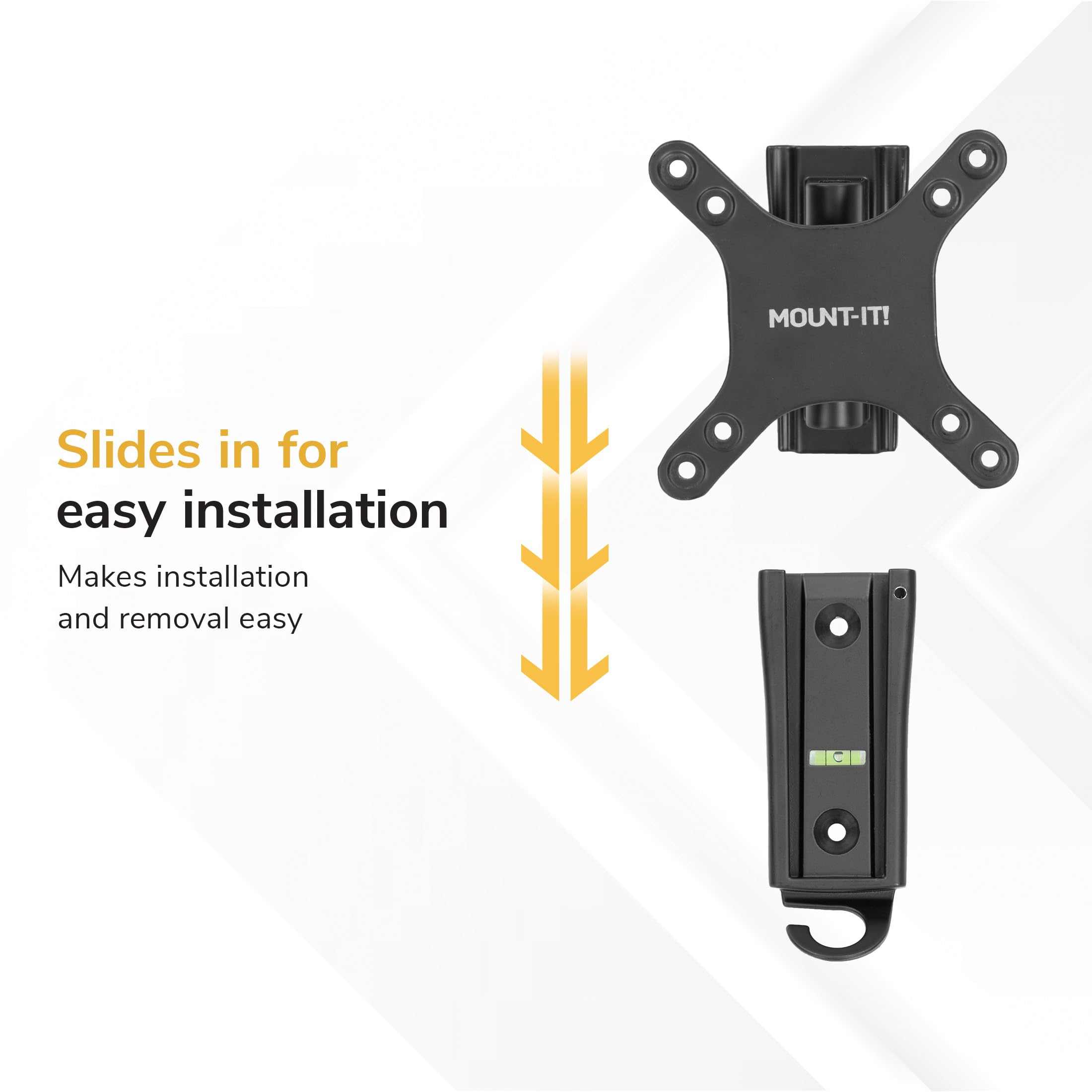 MOUNT-IT! Wohnmobil-TV-Halterung für Flachbildschirme | 33 - 68 cm (13 - 27 Zoll) | 15 kg Kapazität | Innen- und Außenbereich | schwenkbar, neigbar, verstellbar, 100 x 100, 200 x 200 (mattes Schwarz)