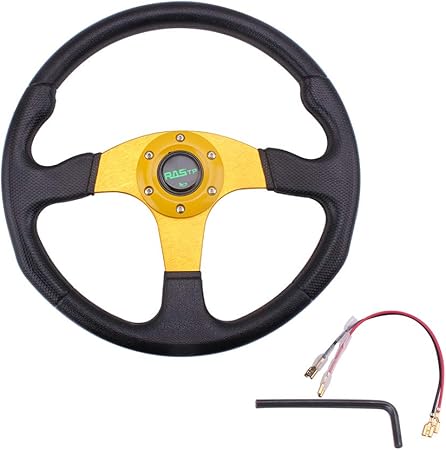 Amazon Rastp ハンドル ステアリング 軽量アルミニウム Pu合成革 車用 交換 コンペティション 直径340mm ステアリング ハンドル 車 バイク