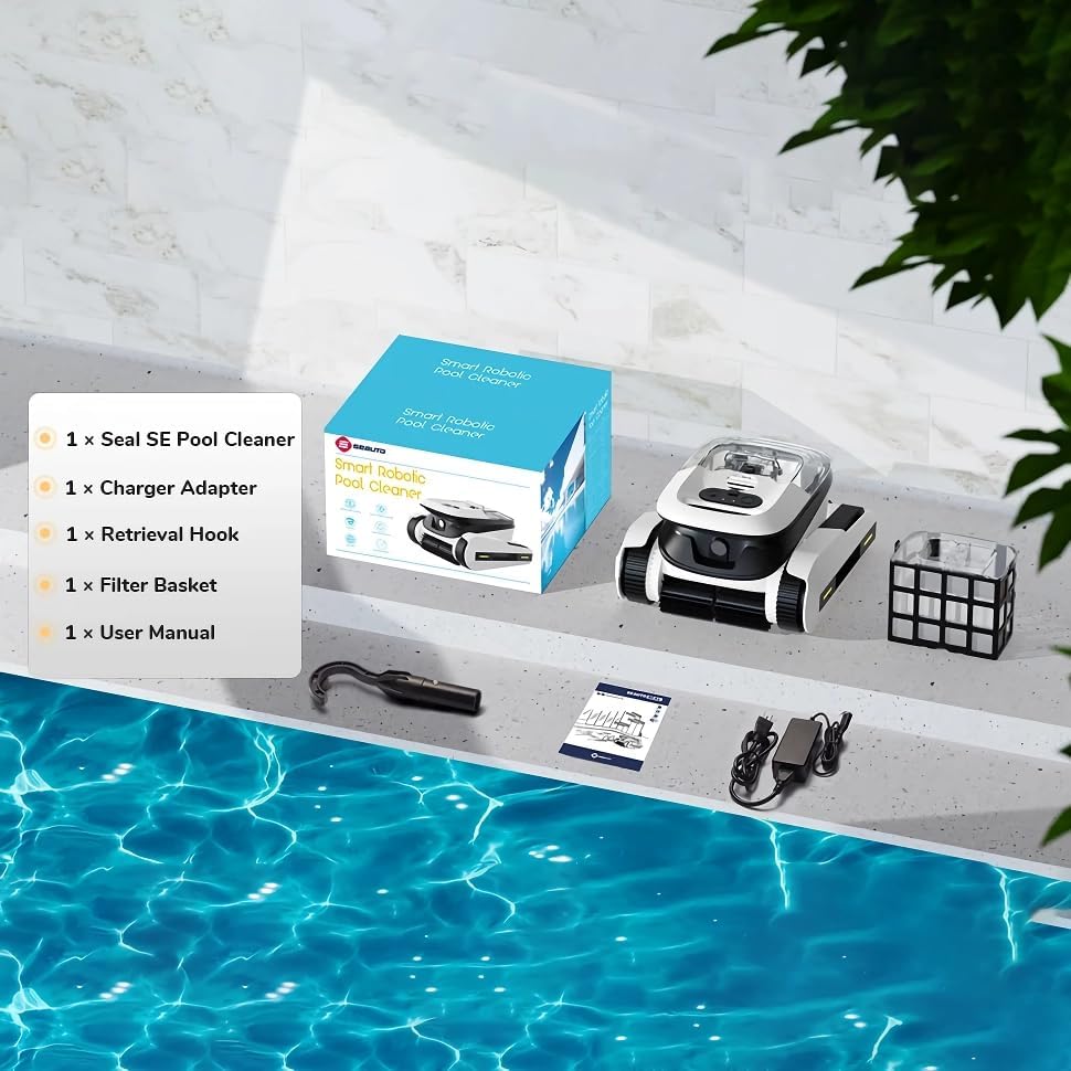 Intelligent Robotic Pool Vacuum Cordless, Long-Lasting, with Sonar Path Planning