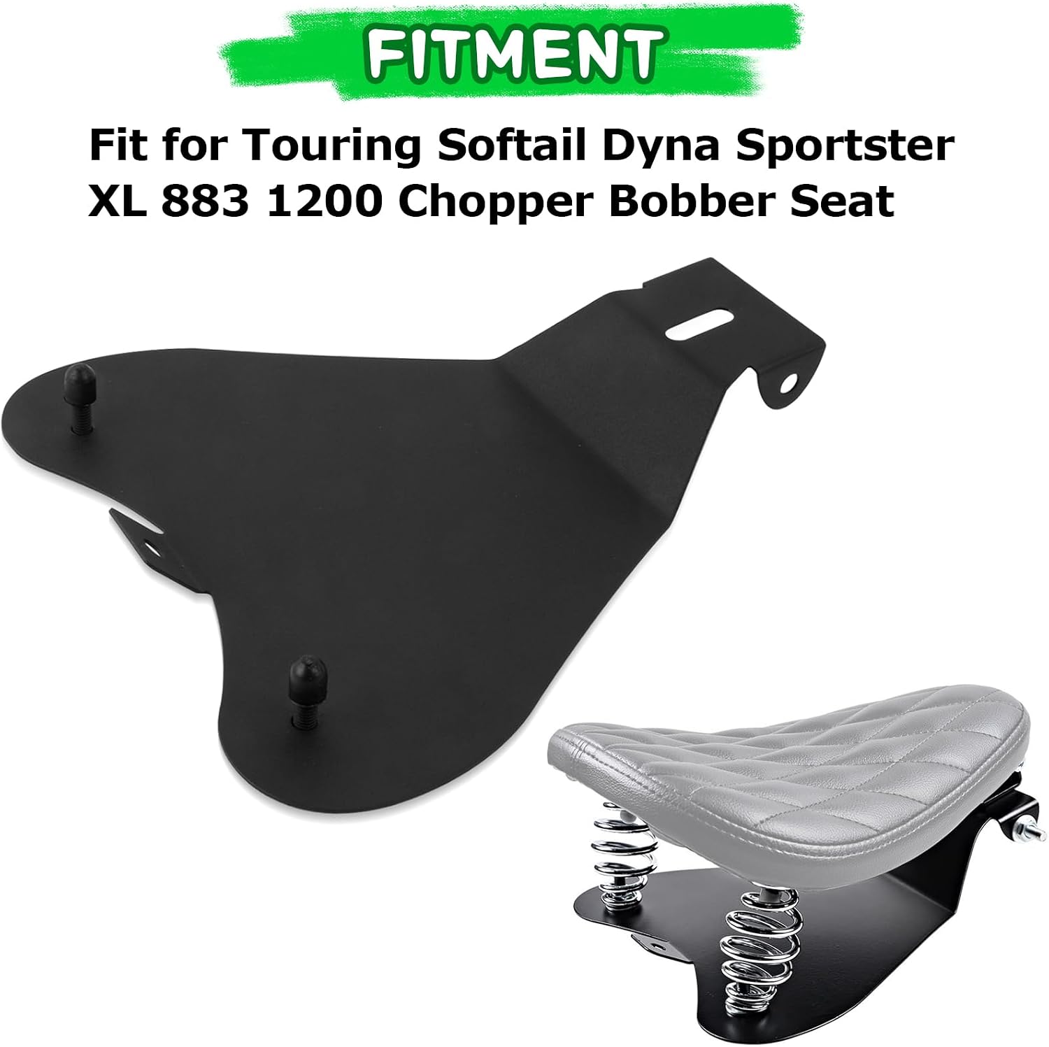 PSLER Motorcycle Spring Solo Seat Base Pan Base Plate Support Holder Heavy Duty Steel Mounting Bracket Kit for Sportster XL 883 1200 Chopper Bobber Seats, Black