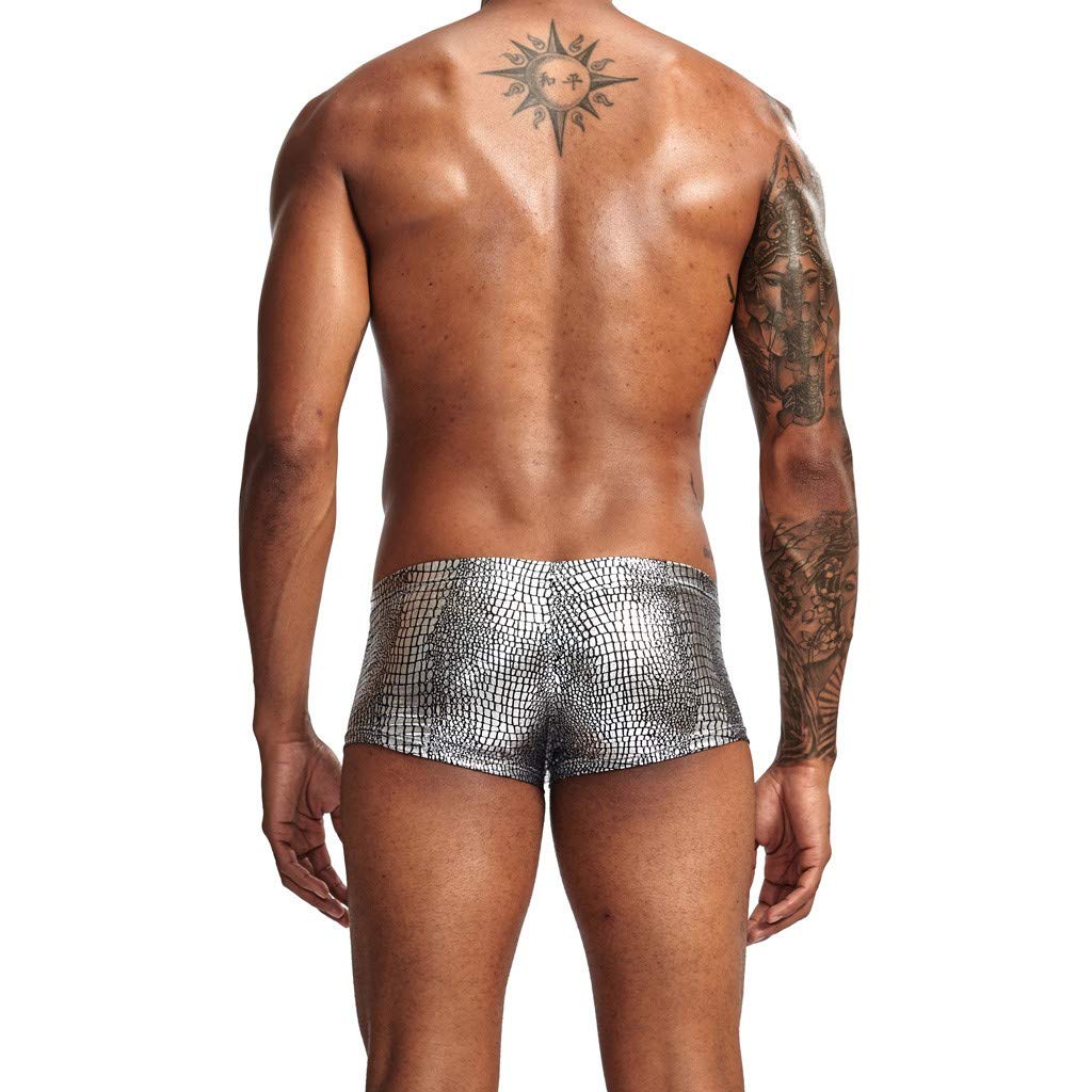 Men's Underwear Briefs and G-Strings Sexy PU U Convex Bag Open Hole Shorts See Through Erotic Trunks Comfy Lingerie