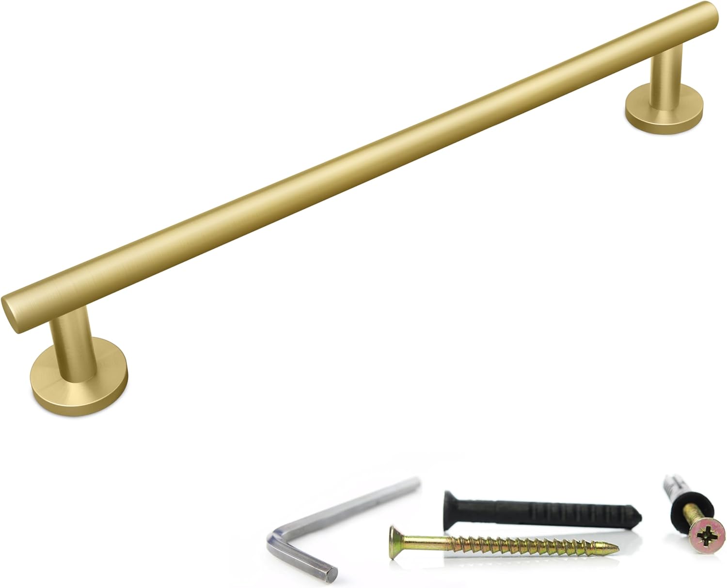 Brushed Gold Towel Bar 18 Inch – Heavy Duty Stainless Steel SUS304 Towel Holder Rack for Bathroom, Kitchen, Bedroom Wall Mounted - Single Layer Shower Towel Hanger Rod 18 Inch Brushed Gold