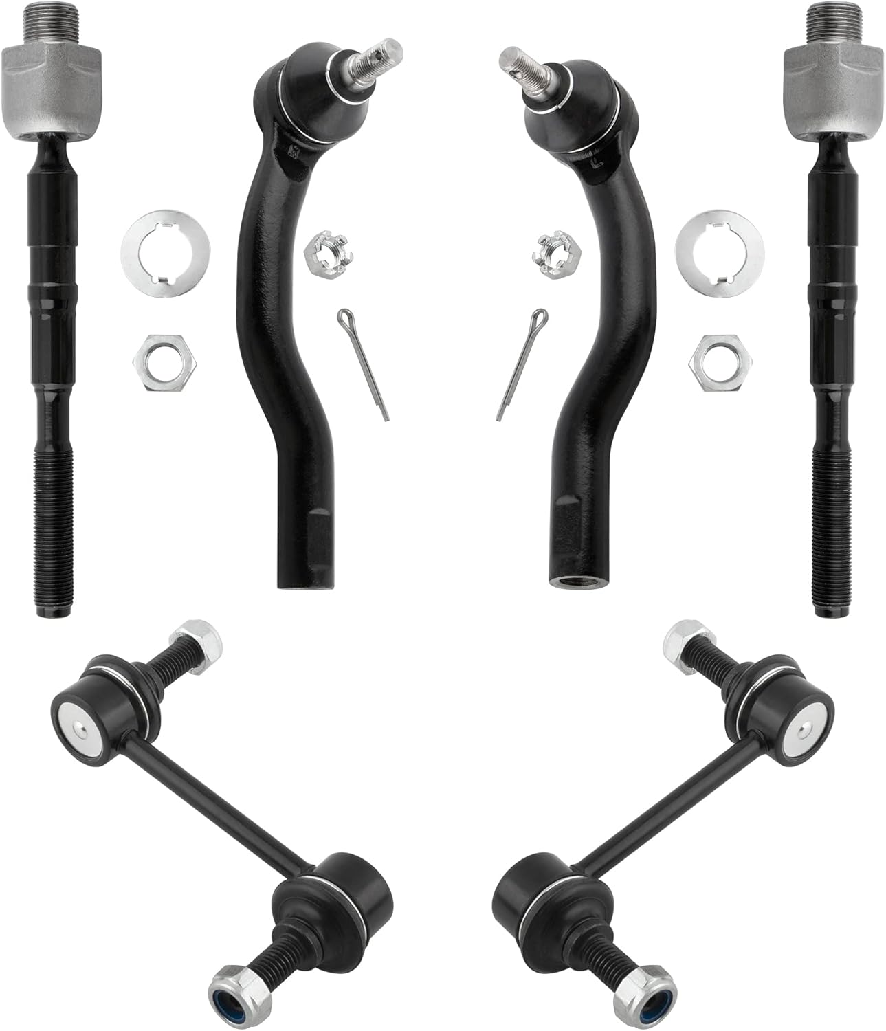 BOXI (Set of 6) Front Sway Bar Links + Inner and Outer Tie Rod Ends Kit Fit for Ford Edge 2007-2014 | for Lincoln MKX 2007 2008 2009 2010 2011 2012 2013 2014 2015 | K750159 EV800576 ES800473 ES800474