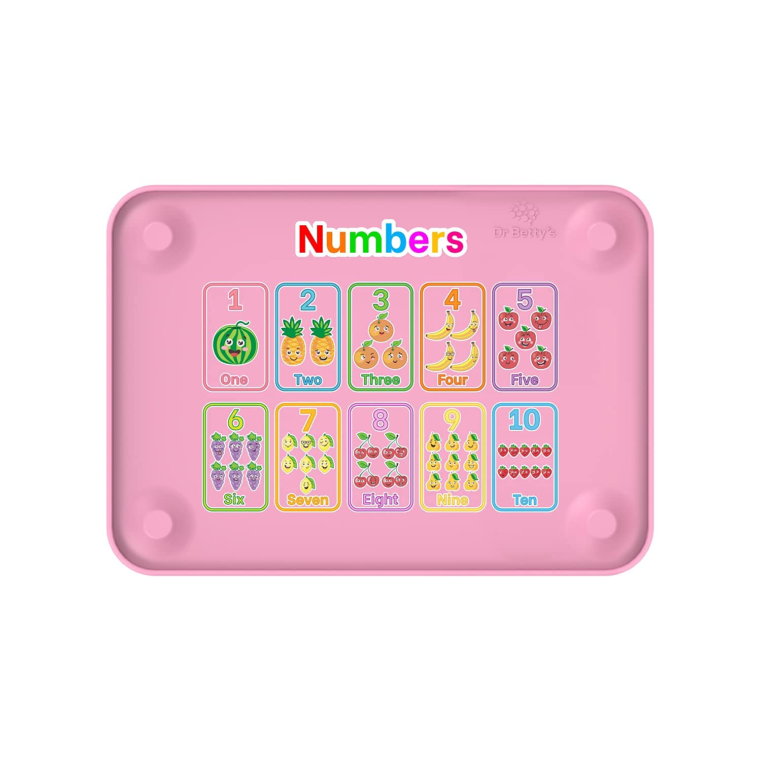 Dr. Betty’s - Educational Learning Silicone Placemat/Play Mat with Super Suction and Raised Edges for Babies + Toddlers + Kids | Non-Slip, Dishwasher