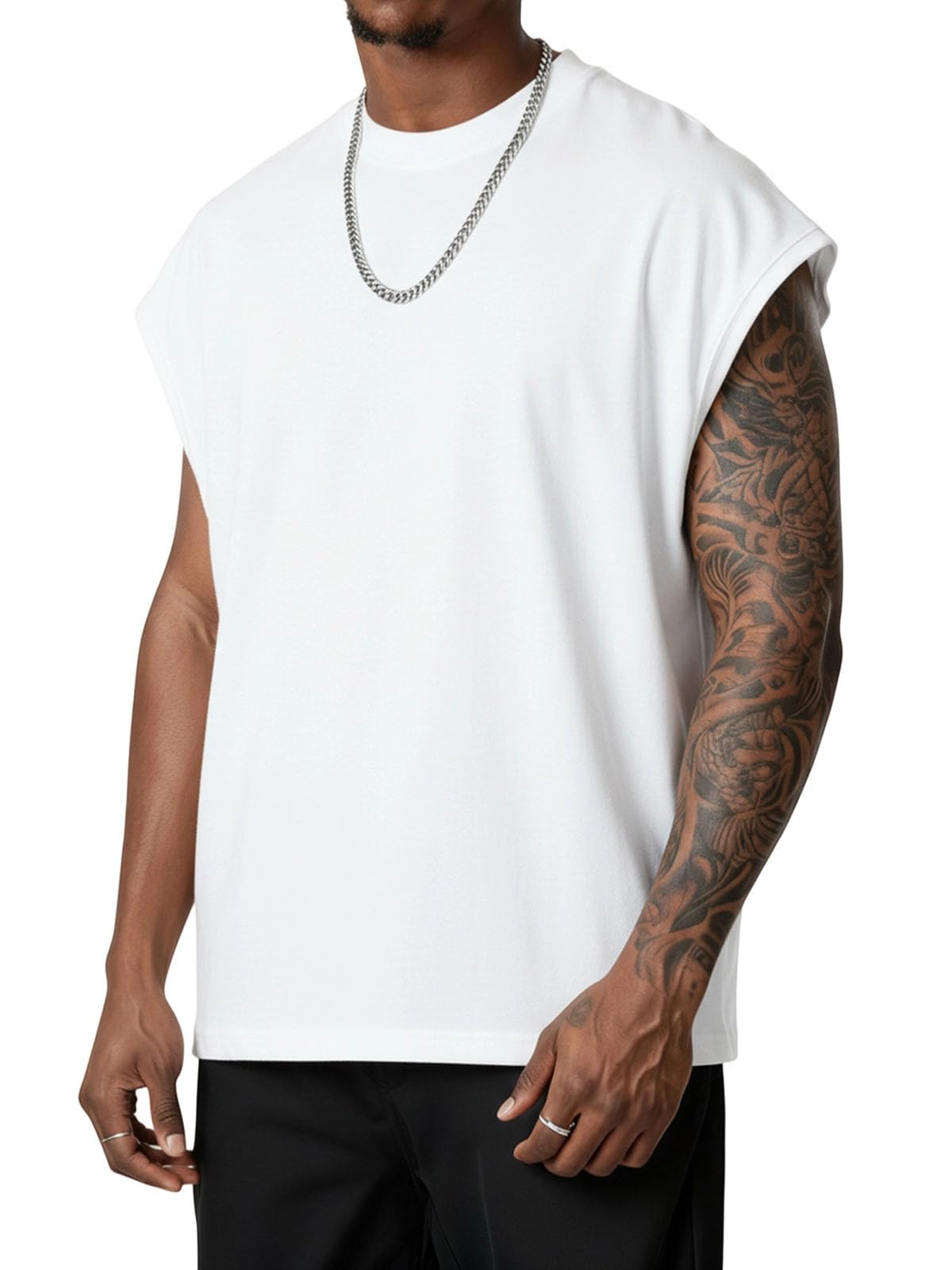 Men's Cut Off Sleeveless Tank Top Muscle Gym T-Shirts | Workout, Oversized, Casual, Crew Neck, Fashion, Breathable