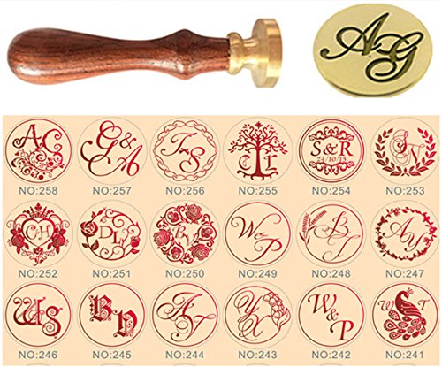 Lot De 128 Cachets Vintage Personnalisables Double Lettres Avec Poignée Palissandre - Tampons Pour Invitations Mariage