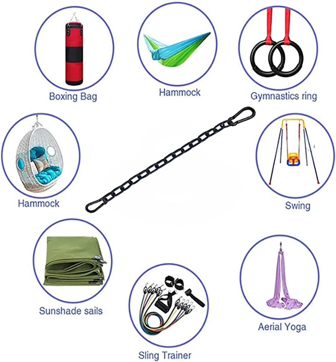 2Pcs Black Heavy Duty Hanging Chains with 4 Carabiners, Chair Hardware for Indoor Outdoor Playground Hanging Chair Hammock Punching Bags 800 LB Capacity (Black Metal Chain-43 Inch-2 Packs) - Image 5