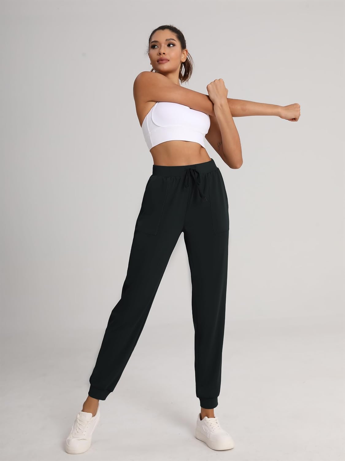 Women's 31"/33"/35"/37" Tall Inseam Joggers Running Sweatpants Pockets Tapered Athletic Workout Lounge Pants - Image 3