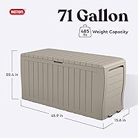 Vista 2 de Keter Marvel Plus - Caja de almacenamiento de resina para exteriores de 71 galones para cojines de muebles de patio, almohadas, herramientas de Beige