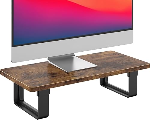 Soporte elevador para monitor con capacidad de 50 libras, soporte de madera estable para monitores de computadora para organizadores de escritorio,