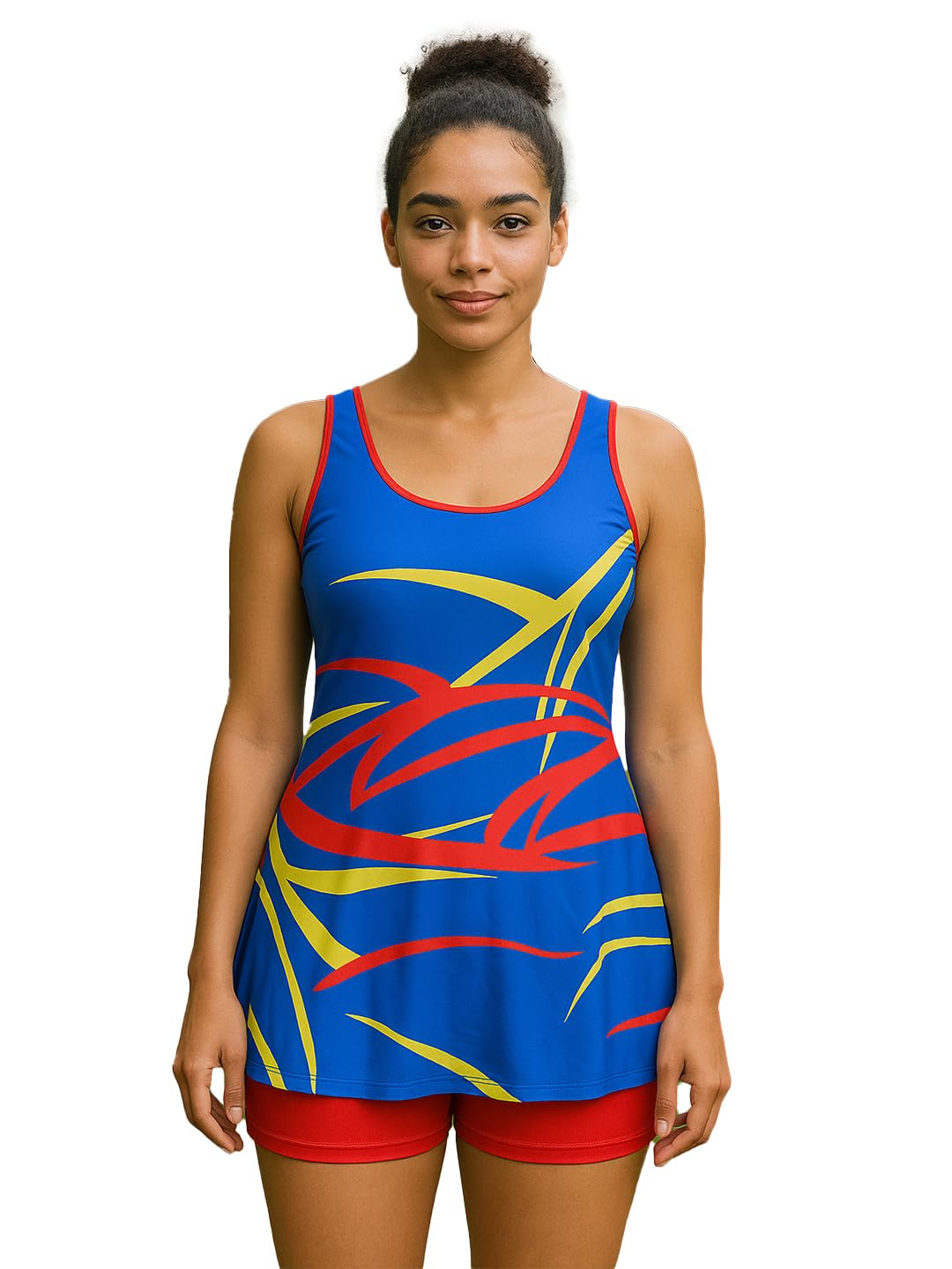 Women’s Nylon-Spandex Swimdress with Attached Shorts and Removable Pads-image-31