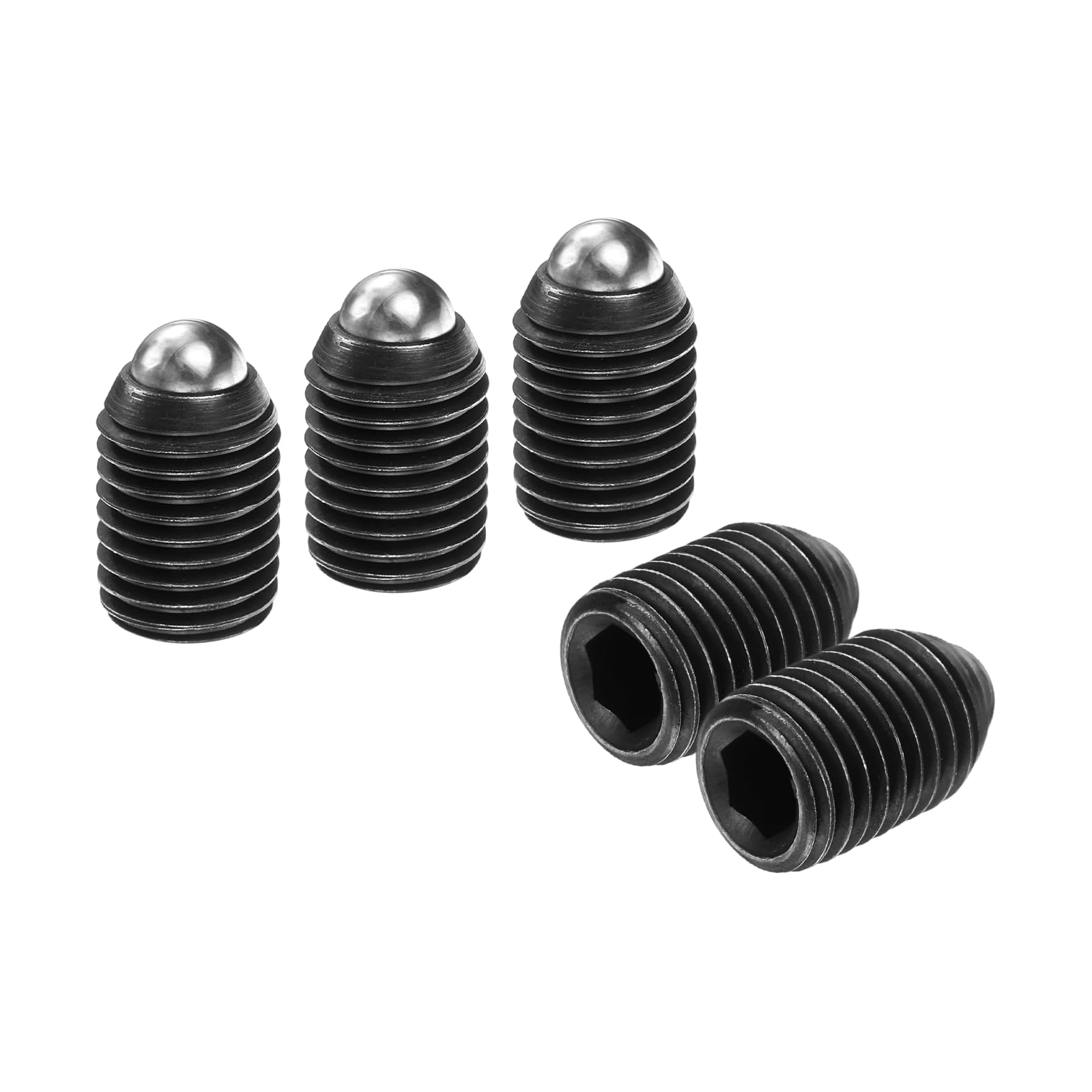 sourcing map 5pcs Screw Thread Ball Plunger M16 x 20mm High Carbon Steel Hex Socket Spring Plunger Ball for Lubrication Pneumatic Tools, Black
