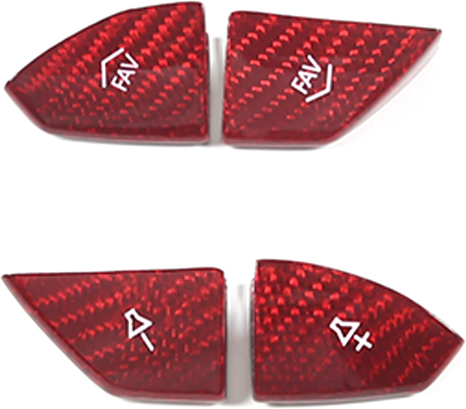 for C7 Corvette Accessories Center Control Steering Volume Button Genuine Carbon Fiber Cover Protection Frame Molding Sticker Trim Compatible with Corvette C7 2014-2019 4PCS (Red)