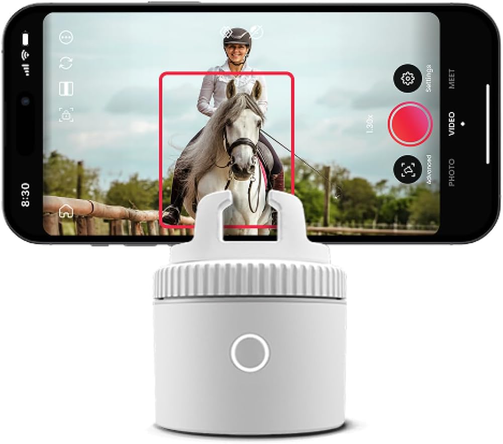 Pivo Pod Lite Auto Tracking Smartphone Holder & Tripod Mount for Content Creators with 360 Handsfree Video Recording - White