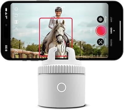 Pivo Equestrian Pod Standalone Auto Tracking Phone Holder, Face, Body & Horse Tracker, 360 Rotation, 6 Speed, Stand for Video Recording White
