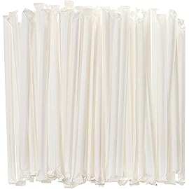 Crystalware Bulk Pack of 380 Flexible Plastic Drinking Straws - White, Individually Wrapped, Food-Safe BPA Free, 7.75 Inches Long (2 Boxes)