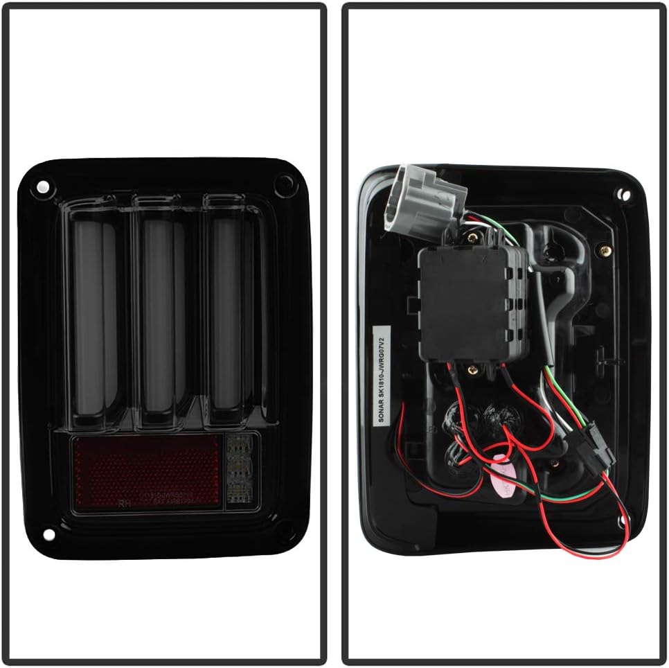ACANII - [Sequential Signal For Black Smoke 2007-2017 Jeep Wrangler Full LED Tail Lights Lamps Rear Brake Replacement