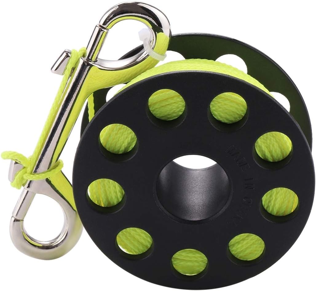 QGT Compact Diving Finger Reel with 30m Nylon Braided Wire & Stainless Steel Bolt Clip Photography