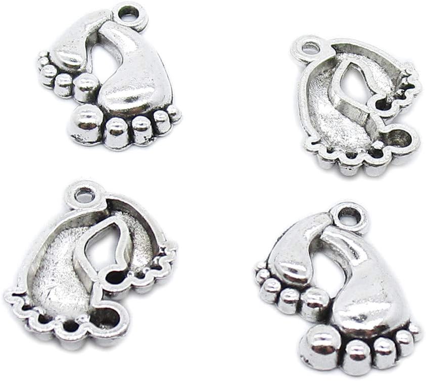 Antique Silver Tone Jewelry Making Charms Crafts Crafting ZH8P3A Lover Parent Child Footprints