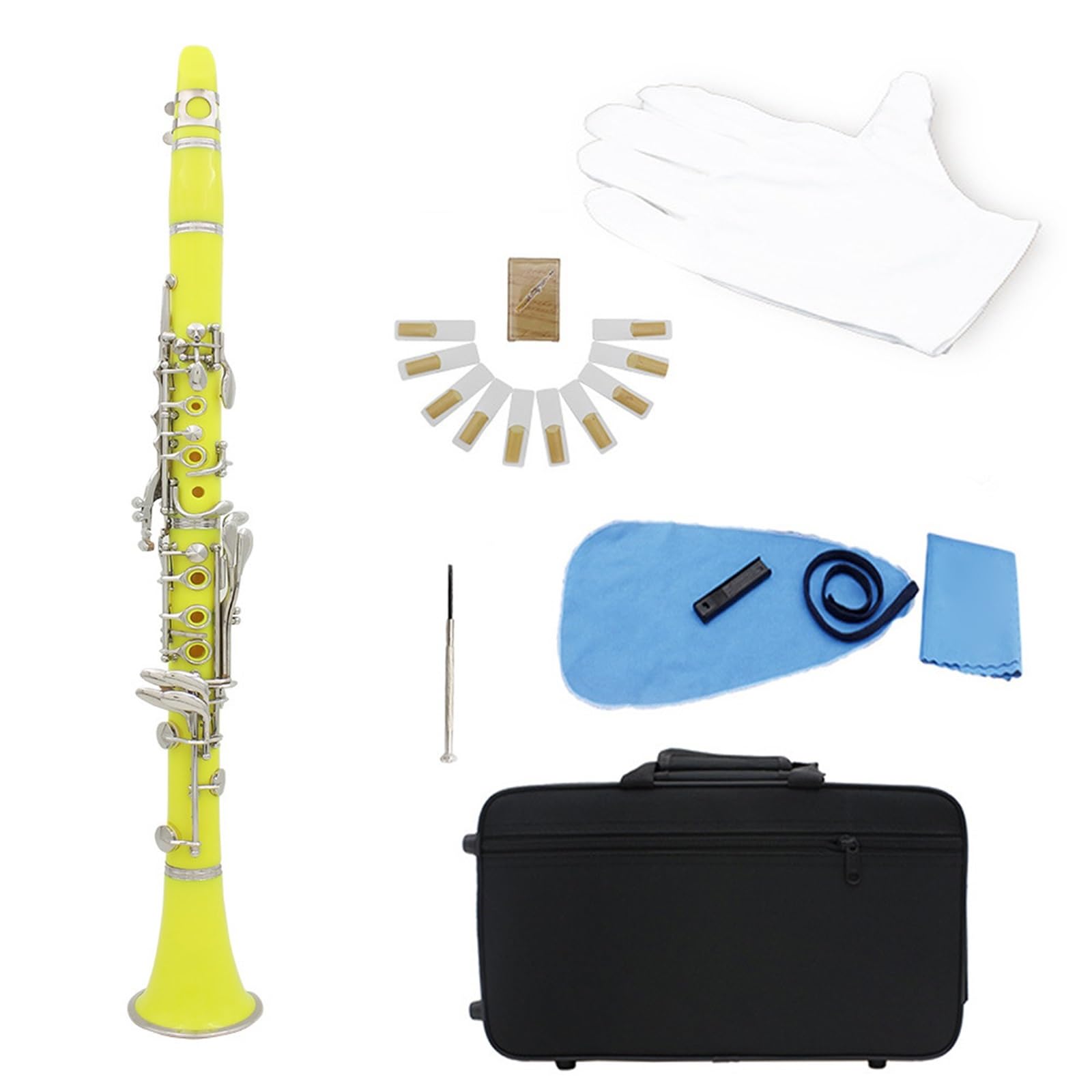 Clarinete Bb Tone 17 Teclas Baquelita Adecuado Para Adultos Y Principiantes Practican Tocar(Yellow)