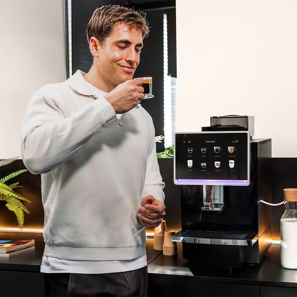 Cecotec Cafetera Superautomática Comercial Cremmaet Coffice. 2900W, Pantalla Táctil, Molido Uniforme, 1 Molinillo, 26 Bebidas, Depósito de Café en Grano 1Kg, Depósito de Agua de 2L