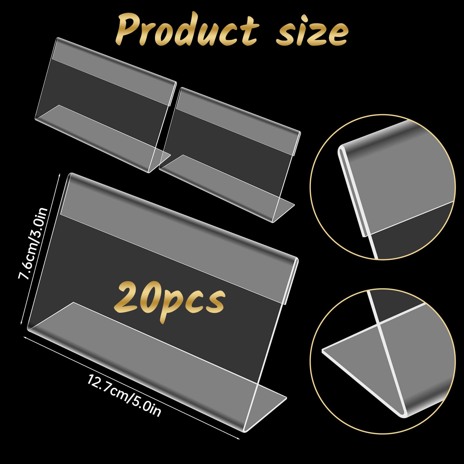 Ayuanb 20 Pcs Acrylic Sign Holder 3x5 Inch, Horizontal Clear Sign Holders, L-Shape Acrylic Paper Holder - Image 2