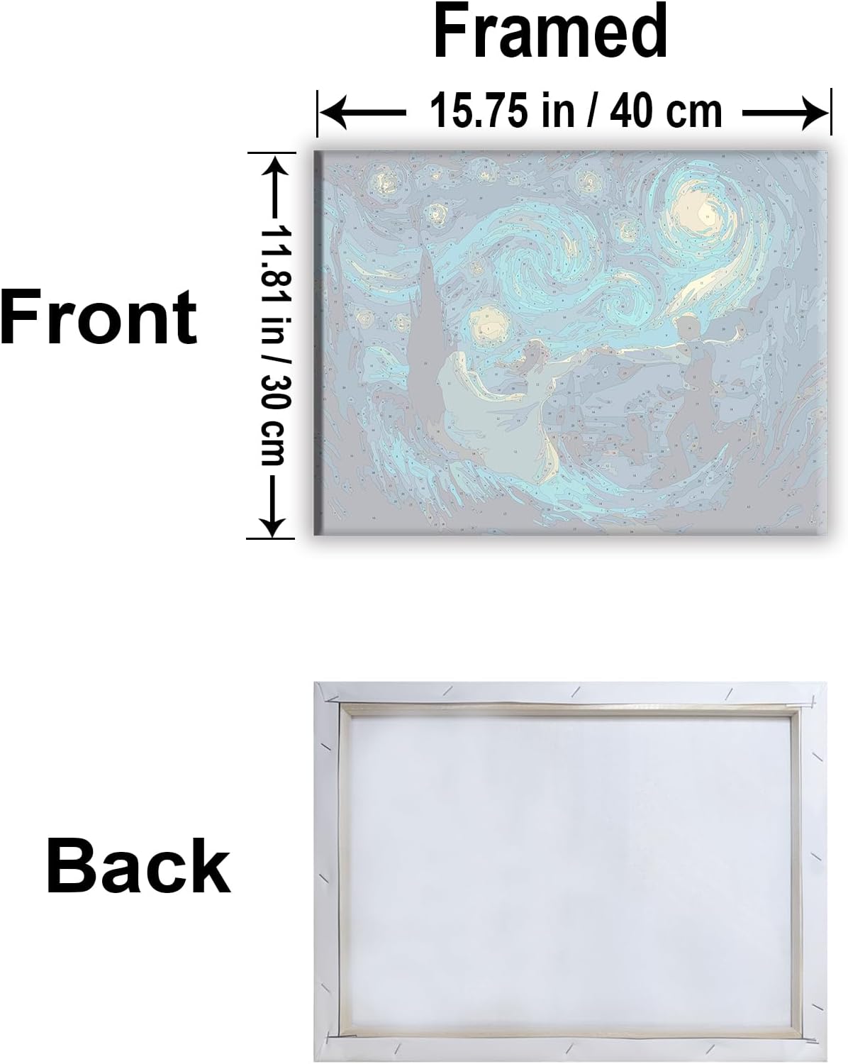 Aeontinity Starry Night Style Couple Dancing Valentine's Day Festival Festival Framed Canvas DIY Paint by Numbers Kit Bar Cafe Cave Home Room Wall Bathroom Porch Patio Decor Gift, 16 x 12 Inch
