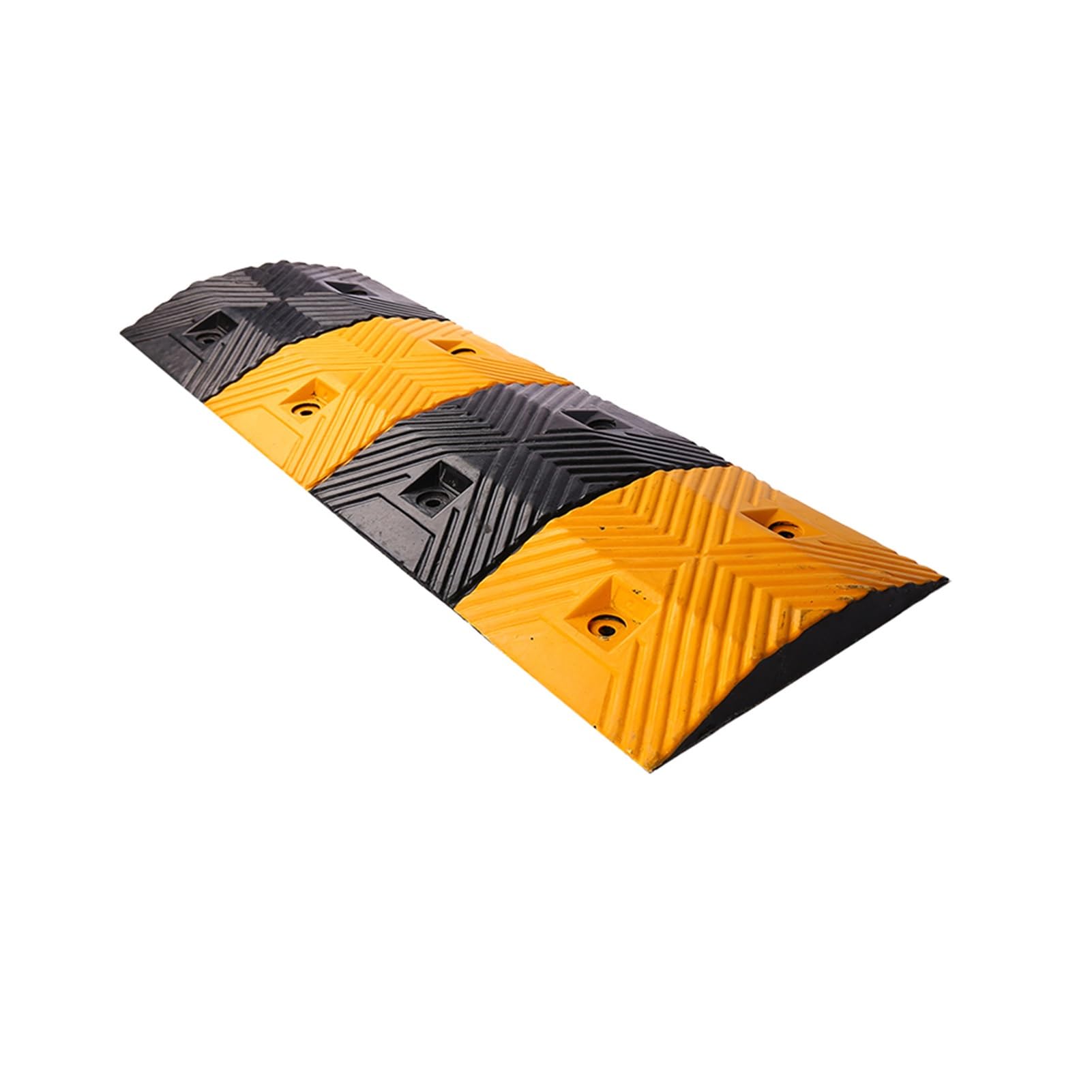 Reductores de Velocidad trapezoidales de Caucho, Amarillos y Negros, de Alta Visibilidad, adecuados para garajes y tráfico (1100 x 35 x 5 cm).