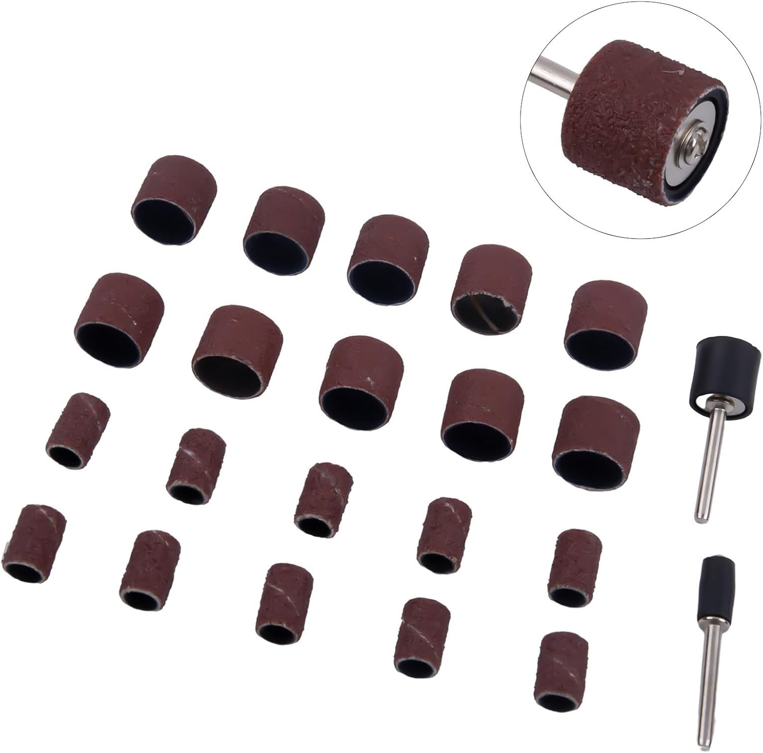 22 pack Sanding Drum Kit with Extension Rods for Rotary Tools, Metal Wood Polishing Grinding Heads, Abrasive Sleeves for DIY Home Improvement Artwork Smoothing Curved Edges Deburring