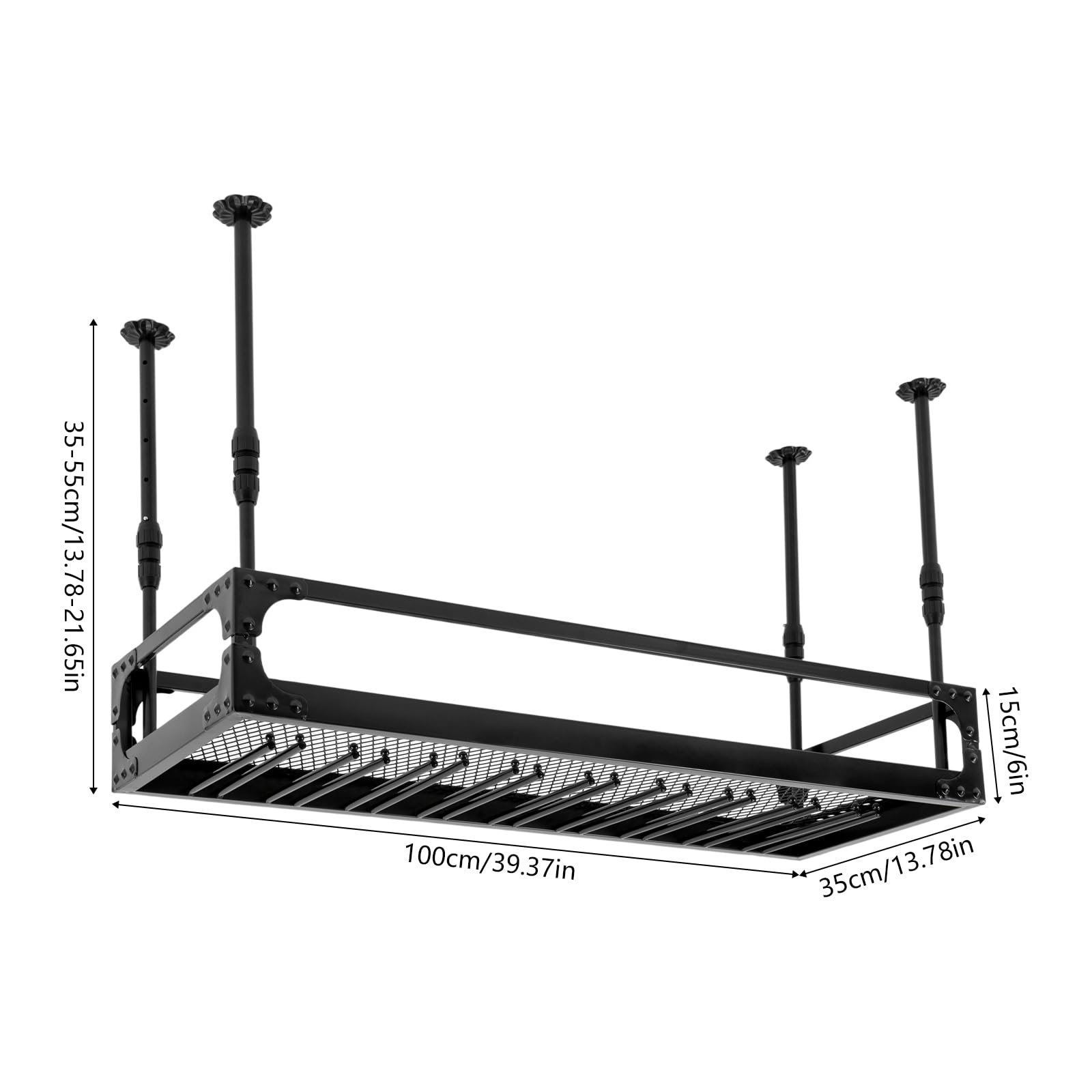Industrial Vintage Bar Floating Shelf, 27 Goblets Shelf Ceiling Mounted Hanging Wine Bottle Holder, Shelf Champagne Glass Rack, Bar Home Decor (Black)