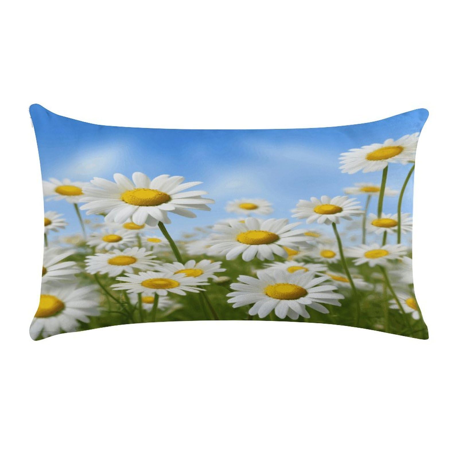 FekiLoot Spring Daisy Flowers Pillow Covers Short Plush Pillowcase with Zipper Cozy Soft Rectangular Throw Pillow Case Luxury Style Cushion Cases Decorative Lumbar Pillow Shell 12" X 20"