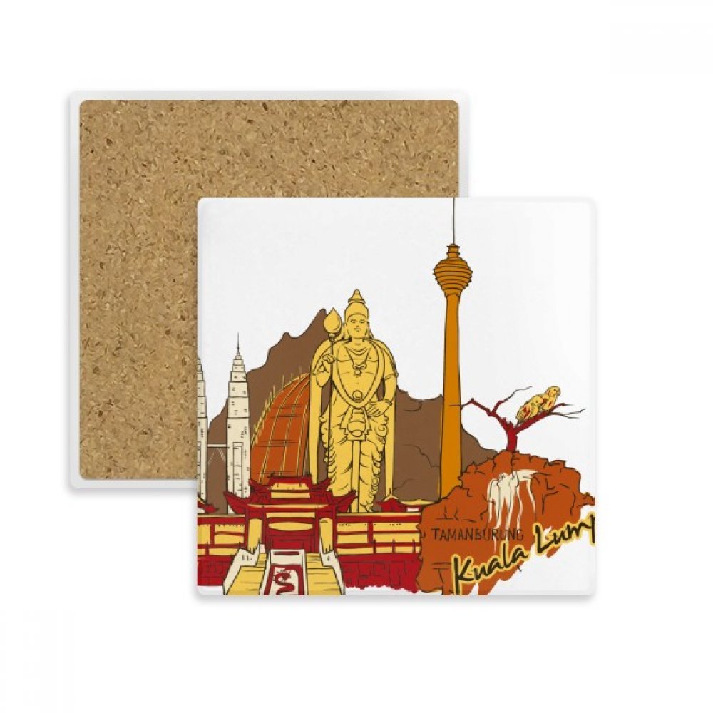 Dessous de verre pierre absorbante Malaisie Kuala Lumpur aquarelle multicolore