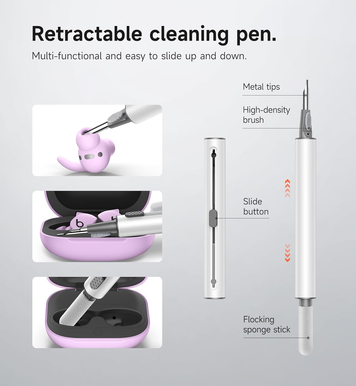 SURITCH for Beats Fit Pro Case Cover Protector, Shock-Absorbing Protective TPU Shell for Beats Fit Pro Charging Case 2021 Earbuds Secure Locking System with Anti-Lost Keychain, Stone Purple - Image 6