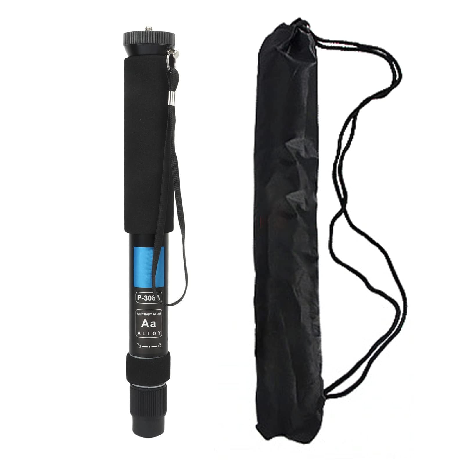 Monopié Retráctil de 63 Pulgadas, Cámara de Aluminio Portátil, monopié Ligero para Fotografía con Bolsa de Transporte, Funda de Esponja, Barra de Extensión para Cámara de Teléfono