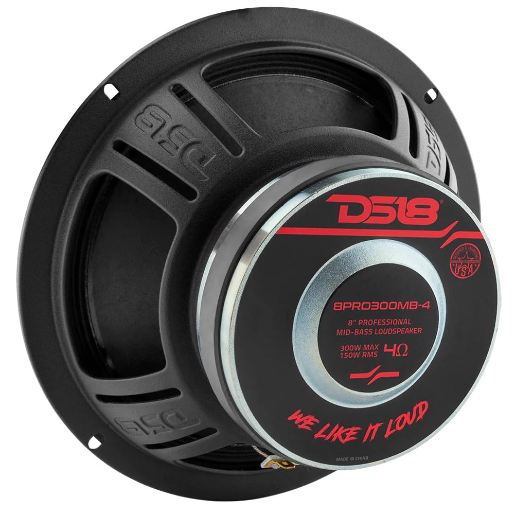 Haut-Parleur Médium-Grave DS18 8PRO300MB-4 8" 150W RMS 300W Max 4 Ohm – Sensibilité 97 DB – Voiture Puissance !