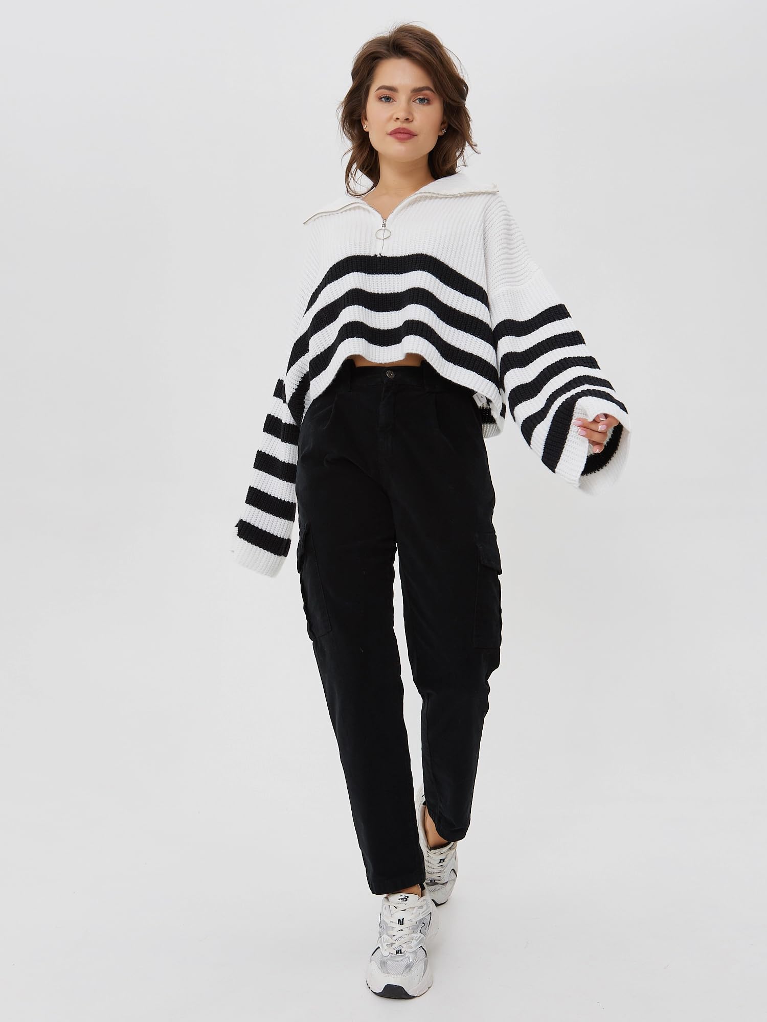 Pantaloni Cargo Donna Cotone Velluto a Coste Leggero Jeans Vita Alta Pantaloni Eleganti Primaverili con Tasche Chino Donna