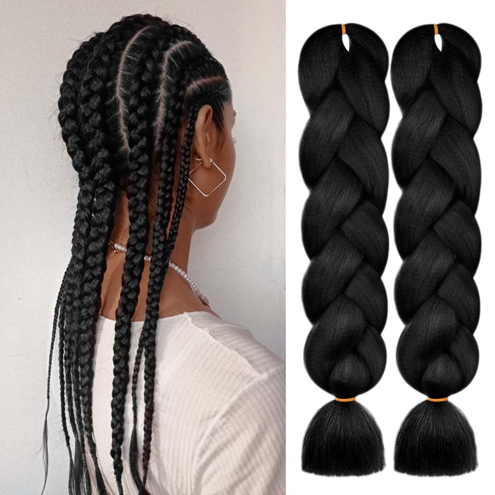 AUYAO Braiding Hair Extensions, 2Pcs Gradient Braid Hair Extension, Jumbo Braids Hair Extension Synthetic Wig