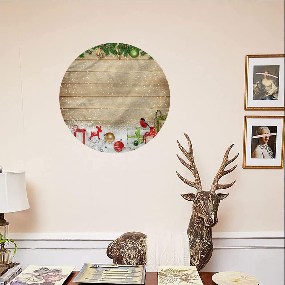 Ceramic Display Plate, Christmas Ceramic Hanging Decorative Plate, Pine Wood Planks Snow, 7 Inch, Living Room Kitchen Decoration Household, Multicolor